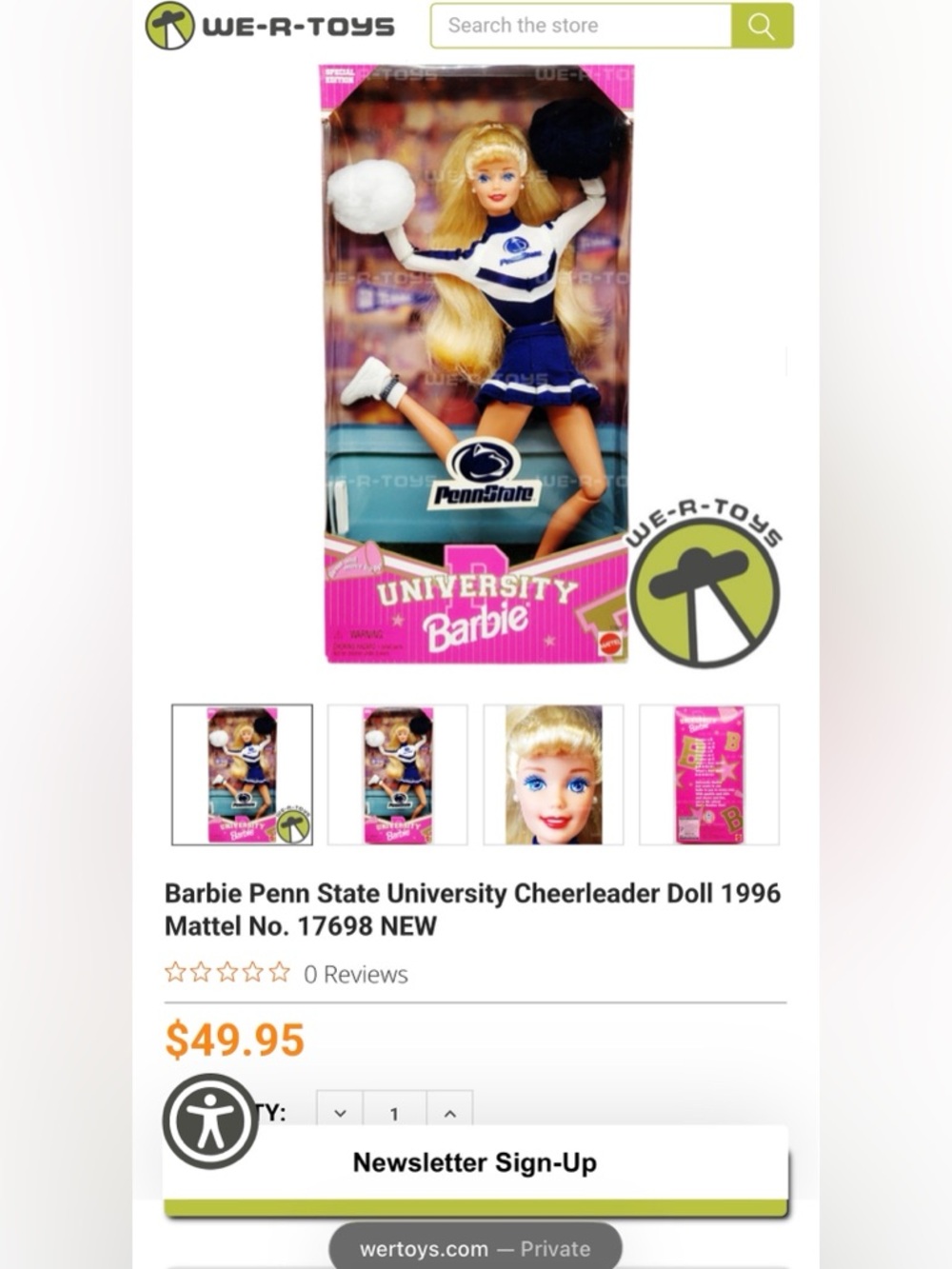 Special Edition Penn State University Barbie Doll Year 1996 - Picture 4 of 4